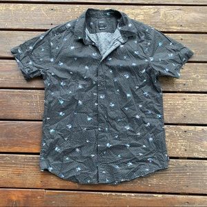 Rvca cotton floral dot slim fit button down shirt